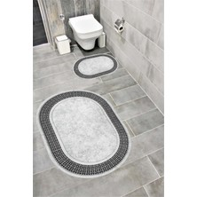 Home Su Emici Yumuşak Kaymaz Sünger Dolgulu Yıkanabilir Dekoratif Banyo Paspası Takımı 1361DEKORSANOVAL