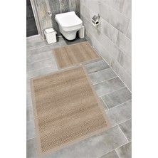 Home Kaymaz Tabanlı Suya Dayanıklı Dijital Baskılı Banyo Paspası Takımı | Bordo Halı 1677