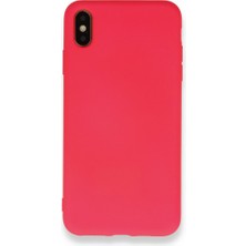 Techno Guru iPhone Xs Max Kılıf Içi Kadife Kaplı Nano Silikon Kapak - Koyu Pembe