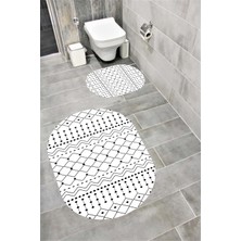 Home Su Emici Yumuşak Kaymaz Taban Sünger Dolgulu Yıkanabilir Dekoratif Banyo Paspası Takımı 1177 Oval