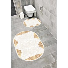 Home Su Emici Yumuşak Kaymaz Taban Sünger Dolgulu Yıkanabilir Dekoratif Banyo Paspası Takımı 1239 Oval