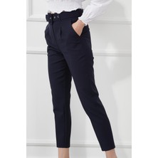 Manga Moda Kemerli Double Paça Kumaş Pantolon M1533 Lacivert