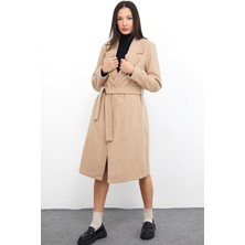 Kaside Manga Moda Kemerli Kaşe Kaban M3382 Camel