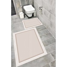 Home Kaymaz Tabanlı Suya Dayanıklı Dijital Baskılı Banyo Paspası Takımı Bordo Halı 2 Adet Çok Renkli Desenli