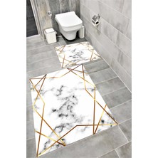 Home Su Emici Yumuşak Kaymaz Taban Sünger Dolgulu Yıkanabilir Dekoratif Banyo Paspası Takımı Platingold