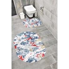 Home Su Emici Yumuşak Kaymaz Taban Sünger Dolgulu Yıkanabilir Dekoratif Banyo Paspası Takımı 1297 Oval