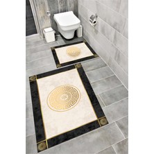 Home Su Emici Yumuşak Kaymaz Taban Sünger Dolgulu Yıkanabilir Dekoratif Banyo Paspası Takımı ARGUVAN1037