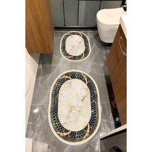 Home Su Emici Yumuşak Kaymaz Taban Sünger Dolgulu Yıkanabilir Dekoratif Banyo Paspası Takımı 1169OVAL
