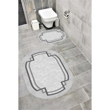 Home Su Emici Yumuşak Kaymaz Taban Sünger Dolgulu Yıkanabilir Dekoratif Banyo Paspası Takımı 1249 Oval