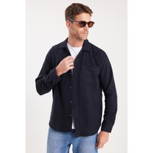 Tudors Erkek Relax Fit Rahat Kesim Oduncu Tek Cepli Armürlü Lacivert Apaş Yaka Kışlık Gömlek