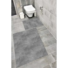 Home Kaymaz Tabanlı Suya Dayanıklı Dijital Baskılı Banyo Paspası Takımı | Bordo Halı 1655