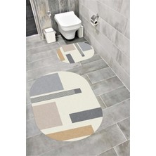 Home Su Emici Yumuşak Kaymaz Taban Sünger Dolgulu Yıkanabilir Dekoratif Banyo Paspası Takımı 1158OVAL