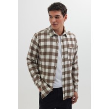 Tudors Erkek Slim Fit Dar Kesim Uzun Kollu Cepli Kareli Dama Desenli Kışlık Oduncu Gömlek