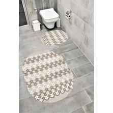 Home Su Emici Yumuşak Kaymaz Taban Sünger Dolgulu Yıkanabilir Dekoratif Banyo Paspası Takımı 1385BEJOVAL