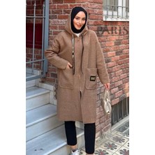 Trendparis Fermuarlı Çift Cepli Buklet Kaban