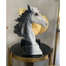 Mirsa Global Dekoratif At Kafası Büst Büyük Boy Heykeli Kaideli