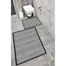 Home Kaymaz Tabanlı Suya Dayanıklı Dijital Baskılı Banyo Paspası Takımı | Bordo Halı 1676