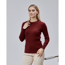 Jinx Wear Fashion Sıfır Yaka Saç Örgü Düğme Detaylı Kadın Trend Triko Kazak