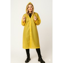 Sibel Günay Butik Unisex Su Geçirmez Kapüşonlu Sarı Yağmurluk | Boy 120 cm – En 70 cm