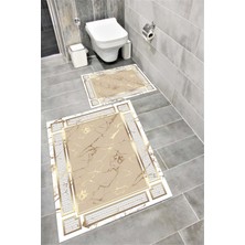 Home Su Emici Yumuşak Kaymaz Taban Sünger Dolgulu Yıkanabilir Dekoratif Banyo Paspası Takımı 1001BİHTER