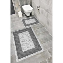 Home Su Emici Yumuşak Kaymaz Taban Sünger Dolgulu Yıkanabilir Dekoratif Banyo Paspası Takımı 1250ANTRASİT