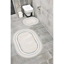 Home Su Emici Yumuşak Kaymaz Taban Sünger Dolgulu  Yıkanabilir Dekoratif Banyo Paspası 1372B Oval