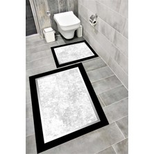 Home Kaymaz Tabanlı Suya Dayanıklı Dijital Baskılı Banyo Paspası Takımı | Bordo Halı 1530