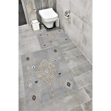 Home Kaymaz Tabanlı Suya Dayanıklı Dijital Baskılı Banyo Paspası Takımı | Bordo Halı 1483