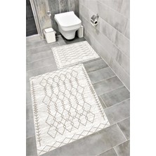 Home Kaymaz Tabanlı Suya Dayanıklı Dijital Baskılı Banyo Paspası Takımı | Bordo Halı 1668