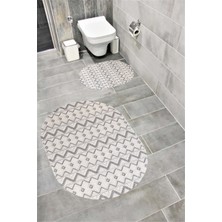 Home Su Emici Yumuşak Kaymaz Sünger Dolgulu Yıkanabilir Dekoratif Banyo Paspası Takımı 1092KELVİNOVAL