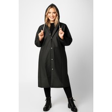 Sibel Günay Butik Unisex Su Geçirmez Kapüşonlu Siyah Yağmurluk | Boy 120 cm – En 70 cm