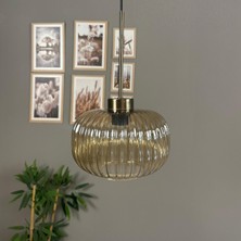 Bamyum Mola Cam Bal Rengi Tekli Avize Ince Eskitme Başlık Retro Sarkıt Lamba Salon Aydınlatma