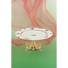 Bursa Porselen Dekor Christmas Toys Gold Metal Ayaklı Tabak