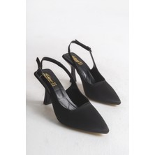 Nexs Kadın Siyah Arkası Açık Sivri Burun Topuklu Ayakkabı