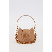 Levidor Logolu, Mini Boy, Zincir Detaylı, Uzun Askılı, Kadın Şık El Çantası 930346 Kahverengi