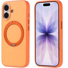 Zore iPhone 17 Kılıf M-Safe Şarj Özellikli Standlı Omsy Proton Silikon Kapak - Turuncu