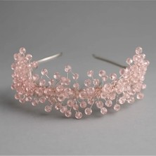 Evsay Gelin Tacı Düğün Nikah Nişan Kına Aksesuarı Incili Model Saç Aksesuarı Pudra