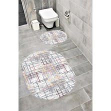Home Su Emici Yumuşak Kaymaz Taban Sünger Dolgulu Yıkanabilir Dekoratif Banyo Paspası Takımı Linaoval