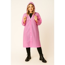 Sibel Günay Butik Unisex Su Geçirmez Kapüşonlu Pembe Yağmurluk | Boy 120 cm – En 70 cm