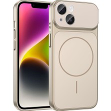 Zore iPhone 13 Kılıf Omsy M-Safe Şarj Özellikli Kamera Korumalı Formen Kapak - Gold