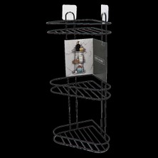 Timion 3 Katlı  Siyah Metal Köşe Rafı (5148)