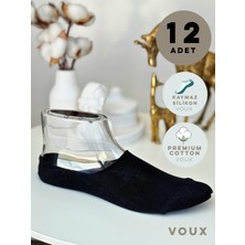 Voux Silikonlu Siyah Erkek Babet Çorap 12 'li