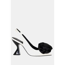 Katy Perry The Laterr High Kadın Siyah-Beyaz Çiçek Detaylı Topuklu Ayakkabı