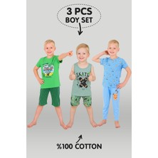 Vitmo Erkek Çocuk 3'lü %100 Pamuklu 1-2-3 Yaş Pijama Takımı MODEL:115
