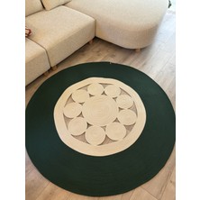 MaVaux Jutella Hasır Krem Ortası Kurabiyeli Jüt Hasır Yuvarlak Modern Salon Banyo Kilim Halı Paspas Yolluk