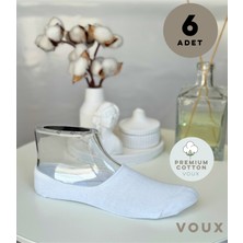 Voux Silikonlu Beyaz Kadın Babet Çorap 6 'lı