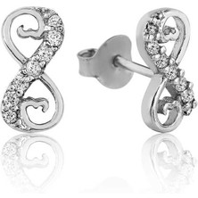 Noip 925 Ayar Gümüş Kalpli Sonsuzluk Çivili Küpe EA1160105 (802802)