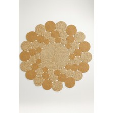 MaVaux Leo Trio Yuvarlak Jüt Hasır Kilim –doğal, El Işçiliği Dekoratif Halı Modeli Sofistike ve Şık Tasarım