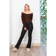 MissVina Madonna Yaka Fermuarlı Triko Kısa Hırka 34256