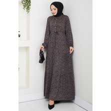 İlkimay.com Çıtır Çiçek Desen Yarım Düğmeli Elbise 1629 - Pembe